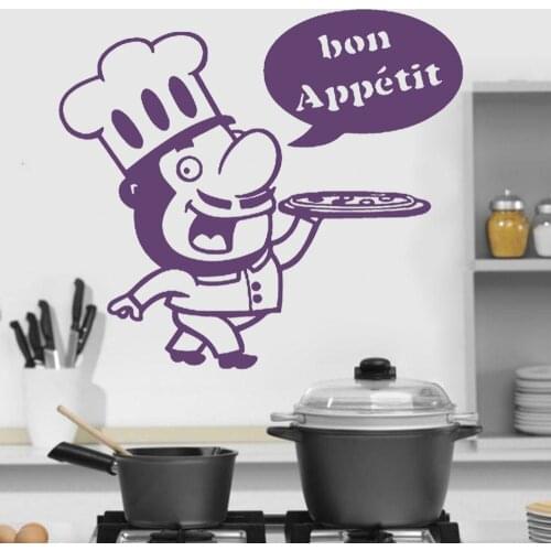 Waterproof Home Decor Kitchen Cusine Wall Sticker For Cartoon Chef Restaurant Decor Decal Vinyl Room Decoration Wallpaper HY2021