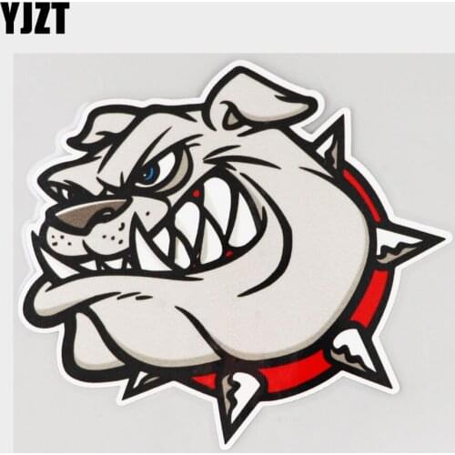 YJZT 13.5CM×12.4CM Decal Ferocious Bulldog Head Waterproof PVC Car Sticker 11C-0021