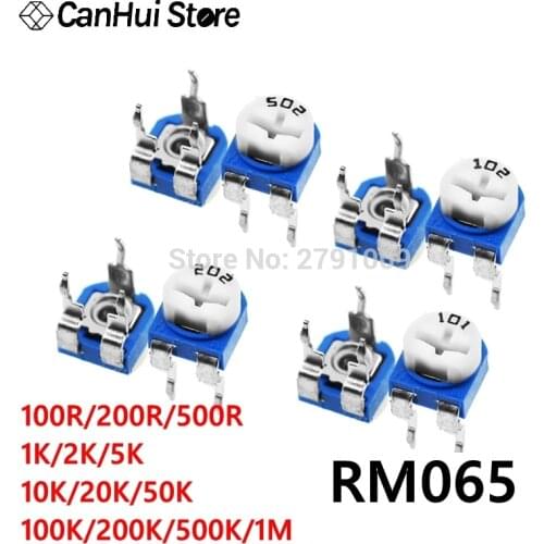 10pcs RM065 RM-065 100 200 500 1K 2K 5K 10K 20K 50K 100K 200K 500K 1M ohm Trimpot Trimmer Potentiometer variable resistor