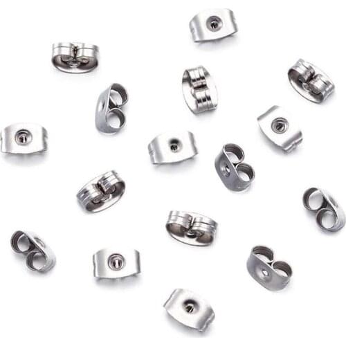 100pcs Silver Tone Stainless Steel Earrings Back Butterfly Ear Nuts Stopper DIY Jewelry Making Findings Accessories