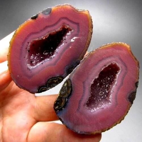 113g/57mm Pair of Unpolished Achat Agate Thunderegg Half Geode - crystals and stones healing Mineral specimen Home Decor L0252