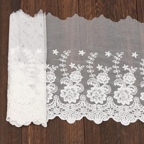 2yards white embroidery lace Trim Bobbi doll skirt accessories High Quality width 23CM Sewing Decoration African lace fabric