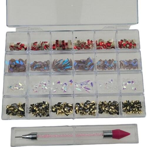 Swarovsky 3D Crystal AB Flatback Glass Nail Rhinestones Glitter Gems Charms Mixed Shape Acrylic Nail Art Decoration