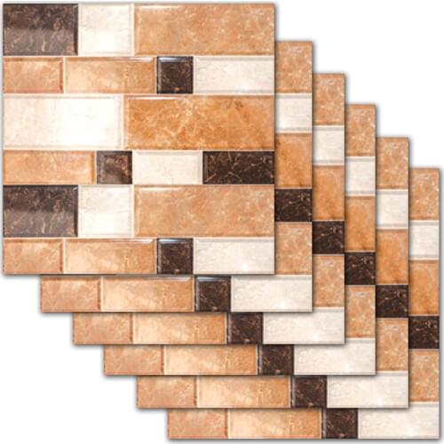 6pcs/set Marble Brick Pattern Tile Floor Wall Sticker Kitchen Bathroom Tiles Decoration Art Mural Waist Line Vinyl Wall Decal