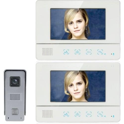 7 Inch TFT Touch Screen Video Door Phone Doorbell Intercom Kit 1-camera 2-monitor Night Vision