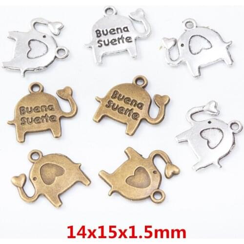 80 pieces of retro metal zinc alloy elephant pendant for DIY handmade jewelry necklace making 7480