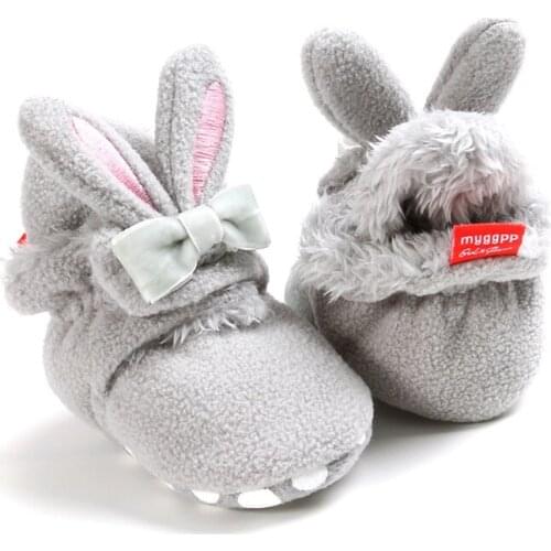 Baby Girls Winter Snow Boots Warm Boots Rabbit Leather Boots Infant Soft Bottom Shoes