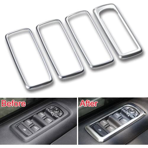 BBQ@FUKA 4Pcs Matt Car Window Switch Button Panel Frame Cover Trim For Land Rover Discovery 4 LR4 2010-2013