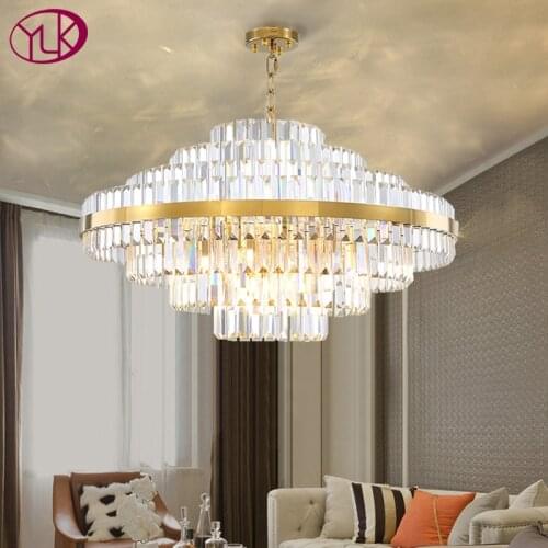 Modern crystal chandelier for living room luxury home decor hanging light fixture high quality gold stainless steel cristal lamp
