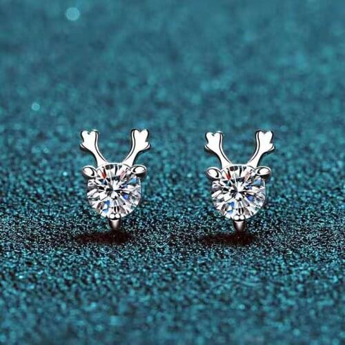 925 Sterling Silver Passed Diamond Test Perfect Cut Moissanite Earring Deer Shape Cute Luxury Jewelry Jewelry Best Friend Gift