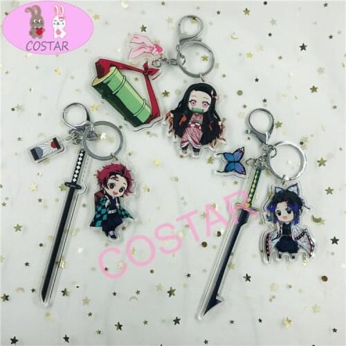 COSTAR Hot Anime Demon Slayer Tanjirou Nezuko Zenitsu Giyuu Shinobu Inosuke Sabito Weapon Keychain Bag Ornament
