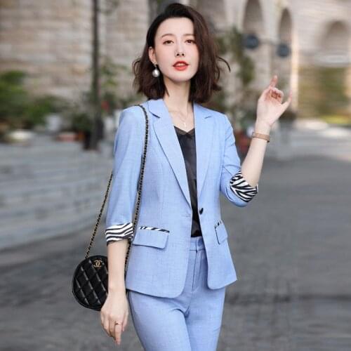 Half Sleeve Formal Uniform Designs Business Suits Spring Summer Office Work Wear Professional OL Career Trousers Set Blazers