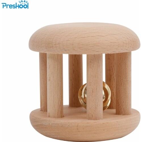 Montessori infant Toys Wooden Rattles Drum Educational Toys Round Bell Brinquedos BrinquedoJuguetes 24 months toys
