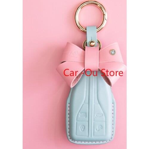 For Hong Qi HS5 HS7 Remote Smart Key Fob Case Holder Cover High Quality Leather For Girls