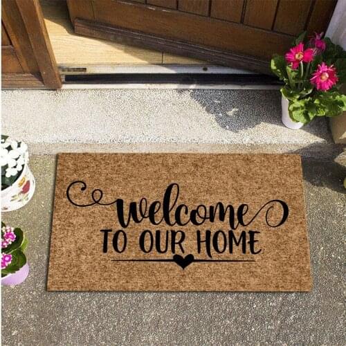 Welcome Entrance Doormat Rectangle Rubber Floor Rug Outdoor Front Door Scraping Mud and Sand Removing Mat Soft Absorbent Carpet