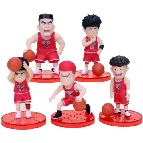 5pcs Anime Slam Dunk Figure Basketball Toy Car Cake Ornament Hanamichi Rukawa Kaede Sakuragi Kaede Mitsui Figure PVC Model Toys