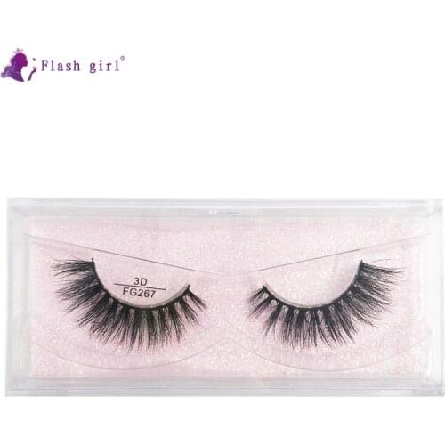 Flash Girl Makeup Wholesale Good Quality 1Pair 3D 100% Real Mink Natural Eyelashes Handmade Lashes with Packaging FG267