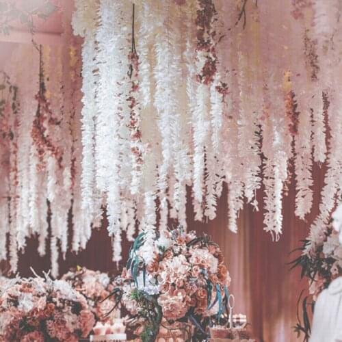 Artificial Flowers Wisteria Wedding Decoration Rattan Flower String Hanging Wall Background Artificial Flowers Photo Decor