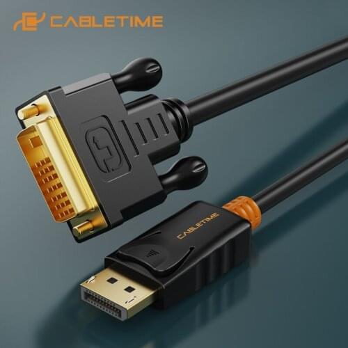 CABLETIME Display-port to DVI cable 1.8M DP to DVI adapter cable converter Displayport in to DVI out for HP C074