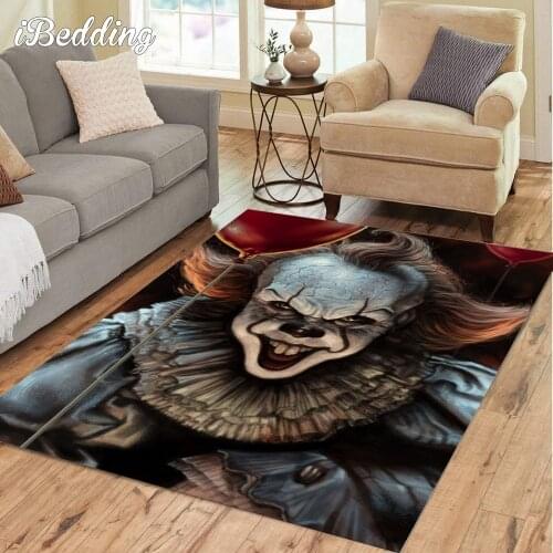 Halloween Clown Carpet for Child Kids Gift 3d Cartoon Living Room Carpet for Room Decor Teen Bedroom Play Game Lounge Rug
