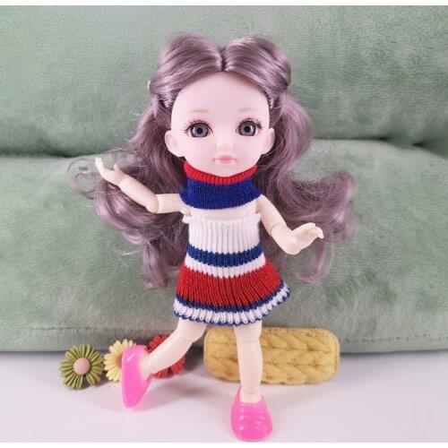 Bjd Doll 16cm 13 Movable Joints Bushy Wig Festival Fashion Princess Bonecas Clothes Accessories Nude Makeup Toys For Children