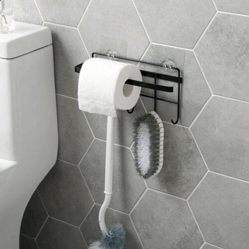 Multifunctional Iron Storage Rack Kitchen Storage Row Hook Punch-free Hook Towel Rack Roll Paper Holder Bathroom Storage Rack