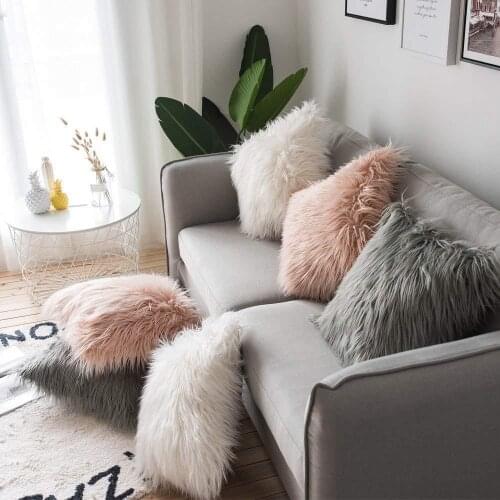 Shaggy Fluffy Cushion Cover Soft Fur Plush Home Decor Pillow Covers Living Room Bedroom Sofa Car Decorative Pillowcase 45x45cm