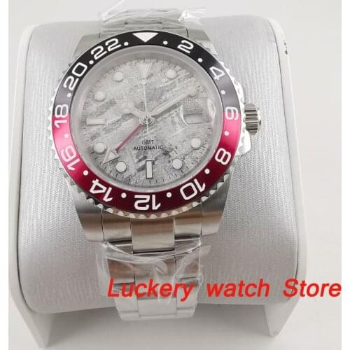 2019 New 40mm gray dial luminous saphire glass;black and red Bezel GMT Automatic movement mens watch-BA162