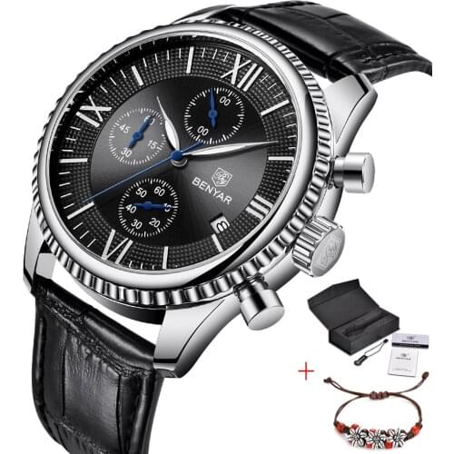 New 2019 BENYAR Men Watch Male Leather Automatic date Quartz Watches Mens Luxury Brand Waterproof Sport Clock Relogio Masculino