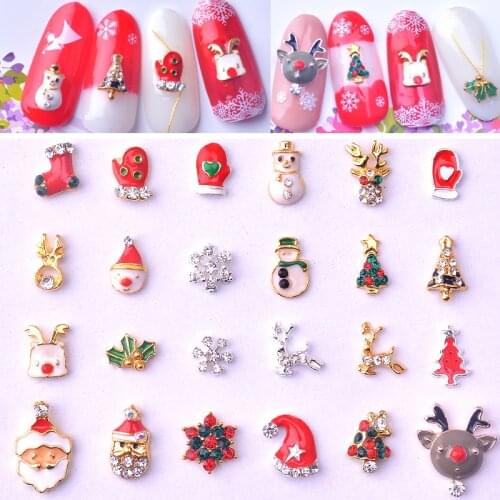 New Nail Art Accessories Christmas Tree New Year Snow Santa Claus Boots Diamond Set Metal Nail Stick Drill