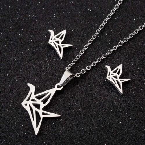 2020 Thousand Paper Cranes necklace womens stainless steel Pray pendants gold chains set necklace on the neck jewelry simple