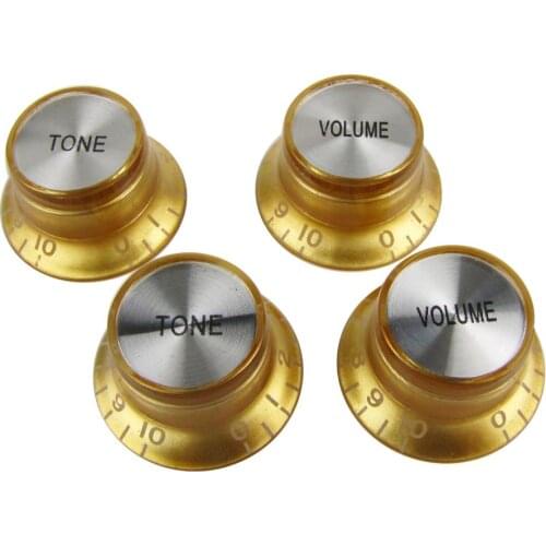 Musiclily Plastic Metric 2 Volume and 2 Tone Control Knobs for Les Paul Style Electric Guitar, Gold