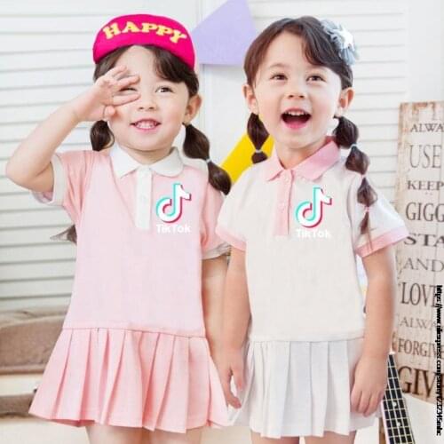 Baby Girls Tik Tok Pattern Skirt T-Shirt Children Kids Summer Free Match Casual Clothes Lovely Party Wear