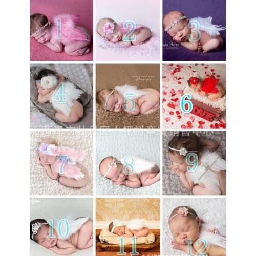 Newborn photography headband with baby clothes pictures angel wings feather headdress studio photography clothing hair accessori