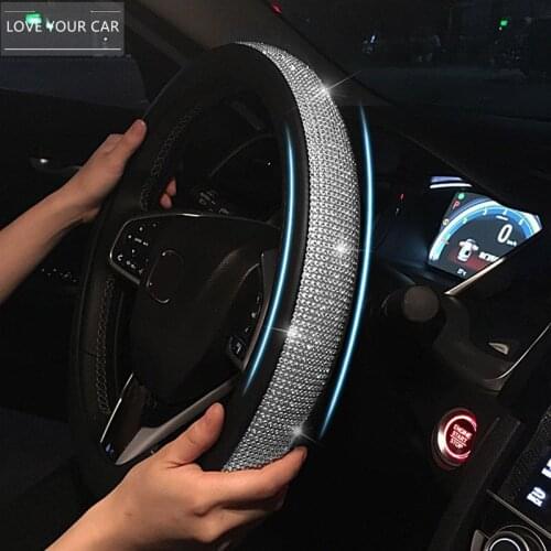 Luxury Diamond Crystal Rhinestones Car Steering Wheel Covers Steering-wheel Cover For Women Ladies Girls Interior Accessories