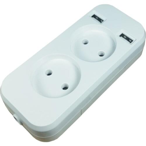 Socket Dual USB Extension socket Wall Charger Adapter Charging 2A Wall Charger Adapter Power Outlet white P91
