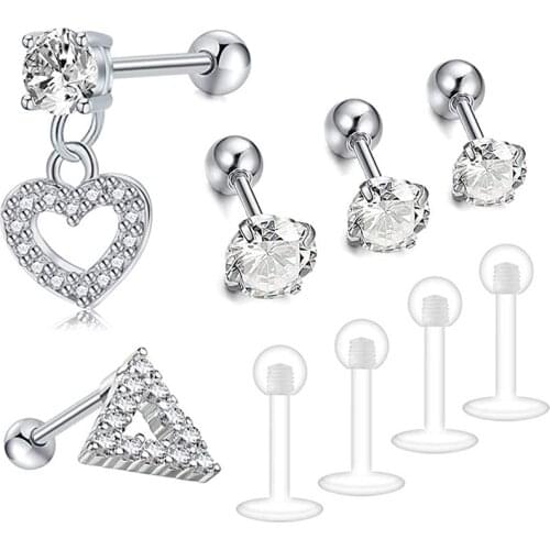 Forwards Helix Cartilage Earrings Studs 16g Conch Tragus Piercing Kit Stainless Steel Jewelry