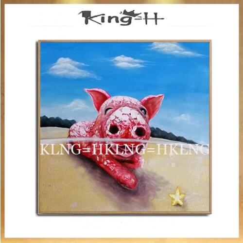 Top Artist Pure Hand-painted High Quality Modern Art pig Oil Painting on Canvas Abstract Funny Animal pig home Decoration