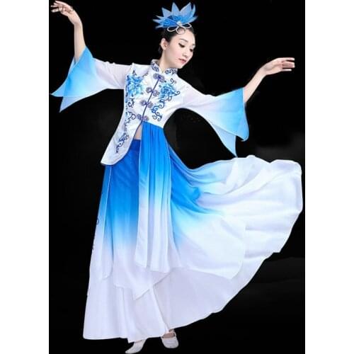 Traditional Chinese folk dance costume woman classical dresses national women Yangko dancing dress outfit DD320 F