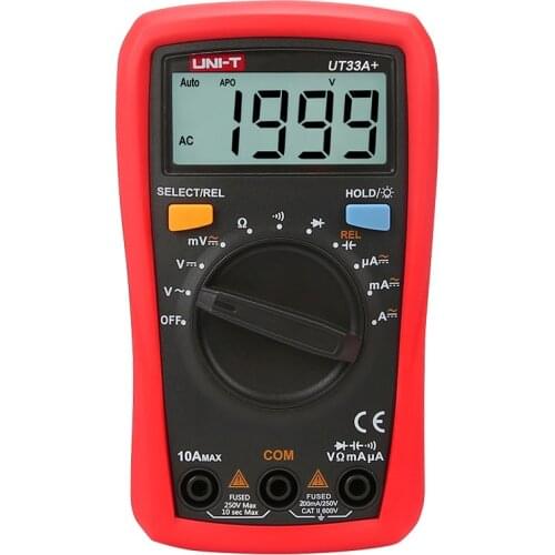UNI-T UT33A+ Digital Multimeter LCD AC DC voltage current resistance +2mF capacitance tester with backlight display Rated 4.9 /5