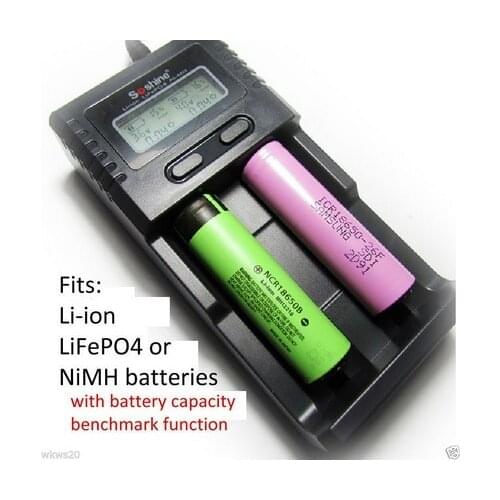 Lithium ion LiFePO4 or NiMH battery LCD capacity benchmark Charger 18650 AAA AA