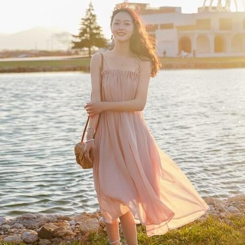 Women Long Slip Dress Sundress Summer 2021 Runway Elegant Vintage Korean Fairy Casual Honeymoon Vacation Party Night Dresses New