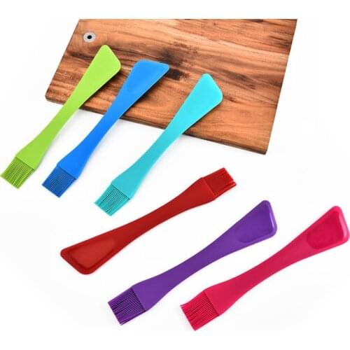 2 in 1 BBQ Brush Silicone Cream Butter Spatula Silicone Oil Brush Small For Kitchen Heat Resistant Spatula Pastry Scraper Baking