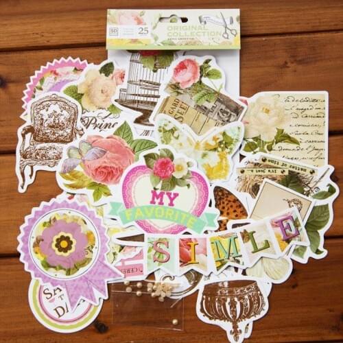 3D flower Vintage Die Cut Pack Paperboard Titles Tags Scrapbooking Decorative Craft Happy Planner/Card Making/Journaling Project