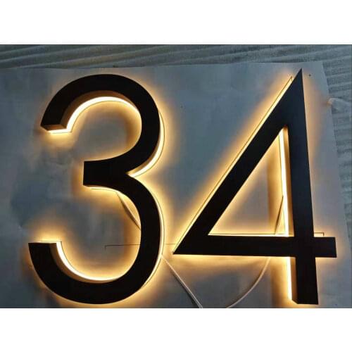 3D Outdoor waterproof stainless steel led lighted house numbers door numbers