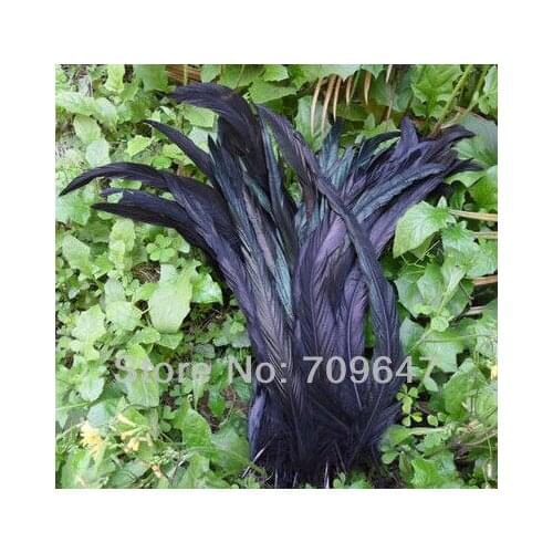 50PCS/LOT 12-14inch 30-35cm DYED BLACK OVER BRONZE COQUE ROOSTER TAIL FEATHERS,Black Feathers,feather top