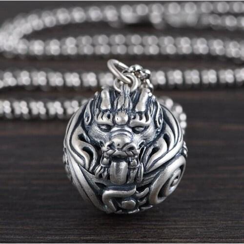 925 Sterling Silver dragon head open locket Pendant Charm jewelry A5297