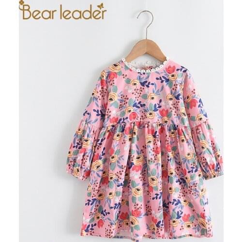 Bear Leader Girls Fashion Autumn Dresses New Spring Kids Flowers Princess Dresses Children Party Costume Sweet Clothes 1-5 Years