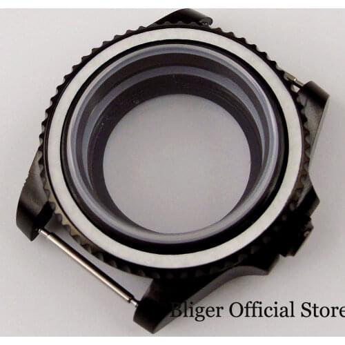 High Quality Men Watch Part Black Case Seeing Through Backcover For NH35 NH35A NH36 NH36A Movement Rotating Bezel