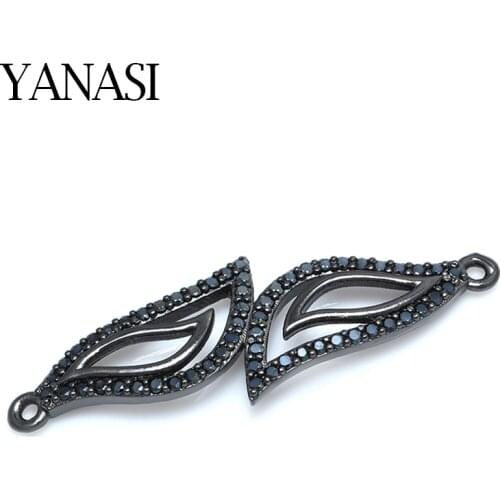 Black Charm Connectors Copper Cubic Zirconia Jewelry Findings Supplies Accessories For DIY Bracelet Jewelry Making